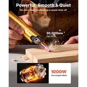 Utensile Rotante Elettrico con Albero Flessibile da 1000W 30000RPM con Controllo a Pedale, Incisore Sospeso e 74 Accessori per Smerigliatrici Diritte - Product Image 2