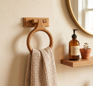Anillo Porta Toallas de Madera para Montar en la Pared, Anillo para Toallas de Mano de Madera Natural para Baño, Cocina y Organización del Lavabo - Product Image 4