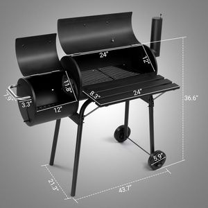 Grande capacità 44*25*44 pollici doppio forno griglia a carbone all'aperto campeggio Picnic nero acciaio inox BBQ camino verniciato - Product Image 5