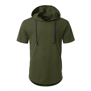 T-shirt à capuche pour homme, coupe classique, longueur standard, couleur unie, décontracté, imprimé, tissu tricoté, polyester/coton écologique, printemps - Product Image 4