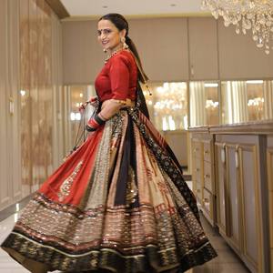 Lehenga Choli Bordado para Mujer, Estilo Indio Pakistaní, para Fiestas, Corte Regular, Secado Rápido, Traje Festivo - Product Image 2
