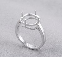 925 Sterling Silber Kathedralenringfassung, quadratische Kissenfassung, Halbfassung für 8x8mm bis 12x12mm Edelsteine, Großhandel Ringrohling