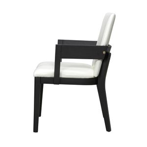 Set Moderno di 2 Sedie da Pranzo in Legno Nero con Rivestimento in Pelle PU Bianca Lucida - Product Image 3