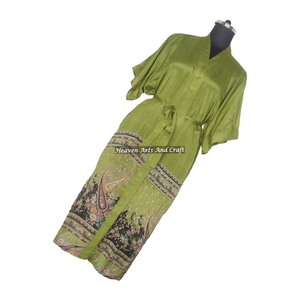 KL016 Vêtements de plage Kimono long vintage en sari - Fabricant de vêtements de plage Kimono long vintage en sari Cardigan long vintage en sari - Product Image 1
