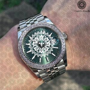 Montre ERNE de luxe pour homme en acier inoxydable, 40 mm, ronde, analogique, quartz, affichage de la date, verre saphir, fermoir pliant - Product Image 4