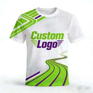 T-shirt à manches courtes pour homme avec logo personnalisé, motif géométrique, impression par sublimation, col rond, séchage rapide, coupe sportive régulière - Product Image 1