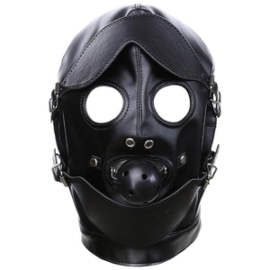 Máscara de Cuero Personalizada con Aberturas Dobles para los Ojos, Disfraz Sexy para Clubes Nocturnos, Máscara para Fiestas Temáticas, Arnés de Cabeza de Cuero para Disfraces de Cara Completa - Product Image 1