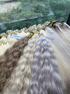 Extensions de cheveux humains vierges vietnamiennes en vrac, vague naturelle, 60 cm, ton blond, super double trame - Product Image 2