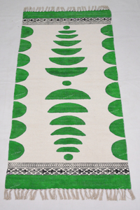 Alfombra Dhurrie de Algodón Hecha a Mano con Estampado de Bloques |   Color y Tamaño Personalizados |   Patrón Geométrico Moderno |   Antideslizante y Ecológico |   Alfombras - Product Image 6