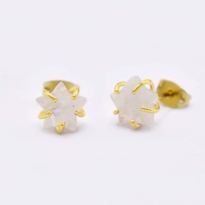 Rainbow Moonstone Star Shape <b>Stud</b> <b>Earrings</b> 8mm Prong Set Gemstone Jewelry for Women Girls - Product Image 1