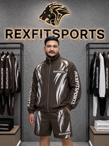 ชุดวอร์มไนลอนสีน้ำตาลสำหรับผู้ชาย REXFIT SPORTS 2026 แบบสั่งทำพิเศษ เสื้อแจ็คเก็ตซิปเต็มน้ำหนักเบาและกางเกงขายาว ชุดออกกำลังกาย วิ่ง เทรนนิ่ง - Product Image 3