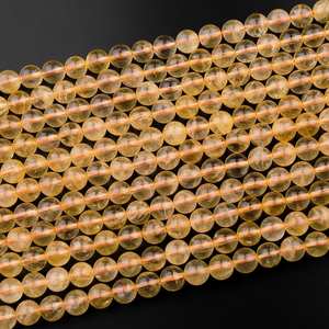 Cuentas redondas de citrino dorado natural, hilo de piedras preciosas para la fabricación de joyería, suministro al por mayor. - Product Image 5