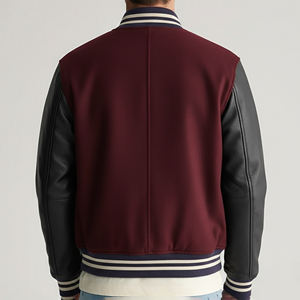 OEM/ODM Custom made Wool Body & Leather Sleeves <b>Crop</b> <b>Top</b> College Varsity Jacket <b>for</b> <b>Men</b> Comfortable Breathable Fabric Jacket - Product Image 5