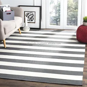 Indian Rectangular Cotton Rug Striped Design Hot Selling Area Floor Rugs and Carpets from Indian Supplier
