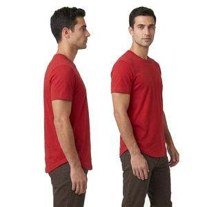 T-shirt en jersey à ourlet incurvé pour homme, haute qualité, été, col rond, manches courtes - Product Image 5