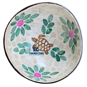 <b>Cheap</b> Mother of Pearl COCONUT BOWL Vietnam Factory Low MOQ Shell Inlay Bowl Souvenir <b>Gift</b> Wholesale Bulk Discount Offer - Product Image 1