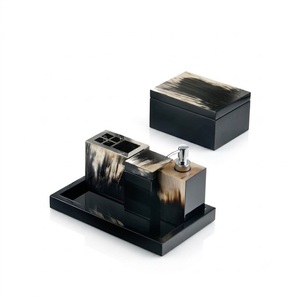 European Style Eco Friendly Bone Wood Bathroom Set Toothbrush Holder Soap Dish Countertop Organizer Decorative Housewarming Gift - Product Image 1