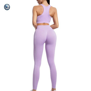 Stylish Fitness Outfit With High Waist Stretch Leggings And Sports Bra For Workout And <b>Gym</b> Wear - Product Image 2
