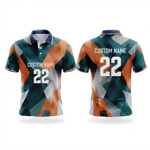 Teal <b>Orange</b> Grey Geometric Pattern Custom <b>Polo</b> Shirt Men's Breathable Sublimated Sports Uniform Team Apparel Casual Wholesale - Product Image 1