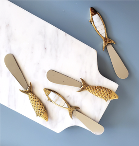 Brass <b>Cheese</b> <b>Set</b> Sustainable Fish Handle Cutlery Flatware Utensil <b>Set</b> Special Occasions Hand Carved Brass <b>Cheese</b> <b>Sets</b> - Product Image 1