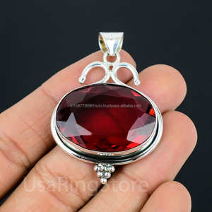 925โกเมนเงินแท้จี้อัญมณีทำมือจี้โกเมนของขวัญสำหรับแม่ของเธอสำหรับสร้อยคอ - Product Image 6