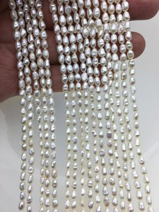 Perlas de Arroz Ovaladas Blancas AA, Perlas de Agua Dulce de 3.5-4mm 4-6mm, Cultivadas Naturalmente, Hebra Suelta para Fabricación de Joyería, Suministros al por Mayor - Product Image 6