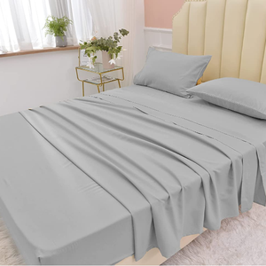 5 Star Hotel Bedding Set 4 Pcs Solid 300TC Pure <b>King</b> <b>Size</b> Flat Fitted <b>Sheets</b> Sets - Product Image 1