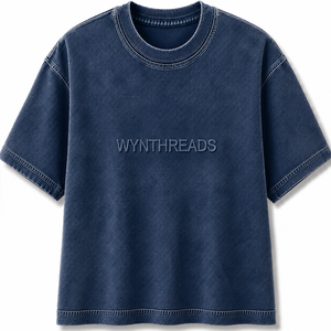 Custom Made Premium Denim Oversized Vintage Washed T-Shirts Heavyweight Cotton Streetwear Tee Custom Embroidery OEM/ODM Apparel - Product Image 6