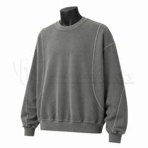 Sweat-shirt surdimensionné personnalisé pour homme, col rond, design à panneaux coupés et cousus, en molleton de coton - Product Image 3