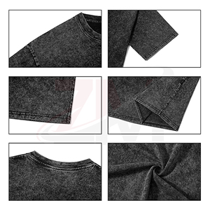 Camiseta Casual Oversize de Manga Corta con Cuello Redondo para Hombre, Color Negro Sólido, 100% Algodón Jersey Tejido, Lavado y Teñido Liso - Product Image 3