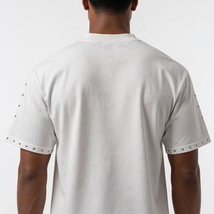 T-shirt surdimensionné imprimé avec logo personnalisé, coton lourd 100%, coupe ample, t-shirt avec strass pour homme - Product Image 6