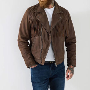 Men's Premium Genuine Suede Leather <b>Fringe</b> <b>Jacket</b> Winter Wear Plain Dyed Finish All Sizes Custom OEM Wholesale Factory Direct - Product Image 1