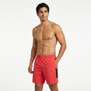 Pantalones Cortos Deportivos Rojos para Hombre, Ecológicos, de Secado Rápido, con Cintura Elástica, Largo Medio, Color Sólido, Material de Poliéster, Logotipo Frontal - Product Image 6