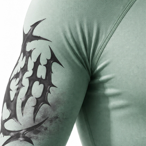 <b>Men's</b> Full Sleeve Compression Rash Guard Green Black Tribal Print Quick Dry UPF50+ Breathable <b>Swim</b> Shirt Adult Surf <b>Top</b> - Product Image 6