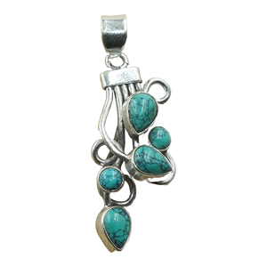Colgante de Plata de Ley 925 con Turquesa Natural, Joyería Boho Vintage Hecha a Mano, Regalo para Mujer, Diseño Artesanal Único - Product Image 1
