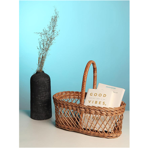 Cesta colgante ovalada de mimbre tejida a mano de la mejor calidad superior para servir frutas, ideal para utensilios de cocina y mesa del hogar. - Product Image 2