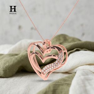 Collier pendentif cœur ouvert 3D en diamant véritable de luxe, or massif 14K 18K, bijoux en gros - Product Image 4