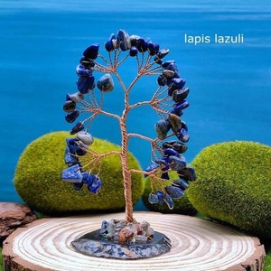 Mini arbre à vœux en pierres précieuses naturelles avec sous-verre – Cadeau de décoration intérieure apaisant avec éclats de cristal d'agate - Product Image 2
