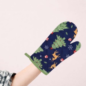 Nouvelle collection de Noël, magnifiques motifs imprimés, gants de four 100% coton pour la cuisine, 100% OEM, bonne qualité. - Product Image 2