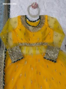 Designer Soft Net with Thread-<b>Sequin</b> with Lace work Gown-Full <b>Flared</b> Lehenga-Soft Net Dupatta Set Supplier from India - Product Image 5