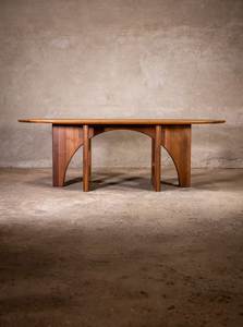 Juego de Mesa de Comedor Ovalada de Madera de Teca Moderna, Mesa de Comedor con Base de Pedestal de Madera Sólida para Hogar, Hotel, Villa, Restaurante de Lujo - Product Image 3