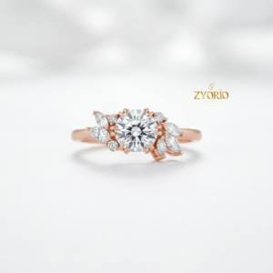 Hermoso Anillo de Compromiso con Diamantes Cultivados en Laboratorio, Diseño de Racimo, Oro Sólido de 14K/18K, Joyería para Propuesta de Matrimonio - Product Image 3