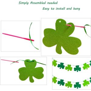 Decorazioni per la festa di San Patrizio, ghirlanda portafortuna irlandese con trifogli, striscione in feltro con trifogli. - Product Image 5