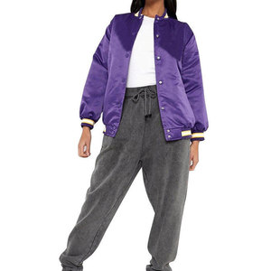 Womens Bomber Jacket Hot Sexy Satin Front Zipper Waterproof Eco Friendly Windproof Plus Size Autumn Winter Wholesale Solid - Product Image 6