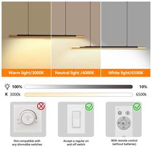 Luminaire suspendu LED moderne noir et or à double tube élégant de 75 pouces, lumière suspendue réglable pour salle à manger, cuisine, salon - Product Image 6