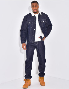 Conjunto de Chaqueta y Pantalones Vaqueros de Dos Piezas para Hombre, Casual, Transpirable, con Lavado Claro y Color Marrón Oscuro - Product Image 6