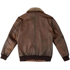 แจ็คเก็ตบอมเบอร์หนังสีน้ำตาลช็อกโกแลต - Product Image 5