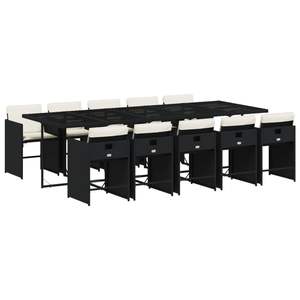 Conjunto de Comedor Plegable para Patio de 10 Plazas, Juego de 10 Muebles de Jardín de Ratán PE Negro - Product Image 2