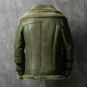 Premium Quality Breathable Winter Warm Custom <b>Men</b> Genuine <b>Shearling</b> Leather Coat Double Breasted Fur Lined <b>Jacket</b> - Product Image 5