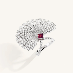 Anillo de cóctel de lujo para mujer, plata 925, forma de flor con diamantes y piedra central rosa, joyería para fiesta - Product Image 2